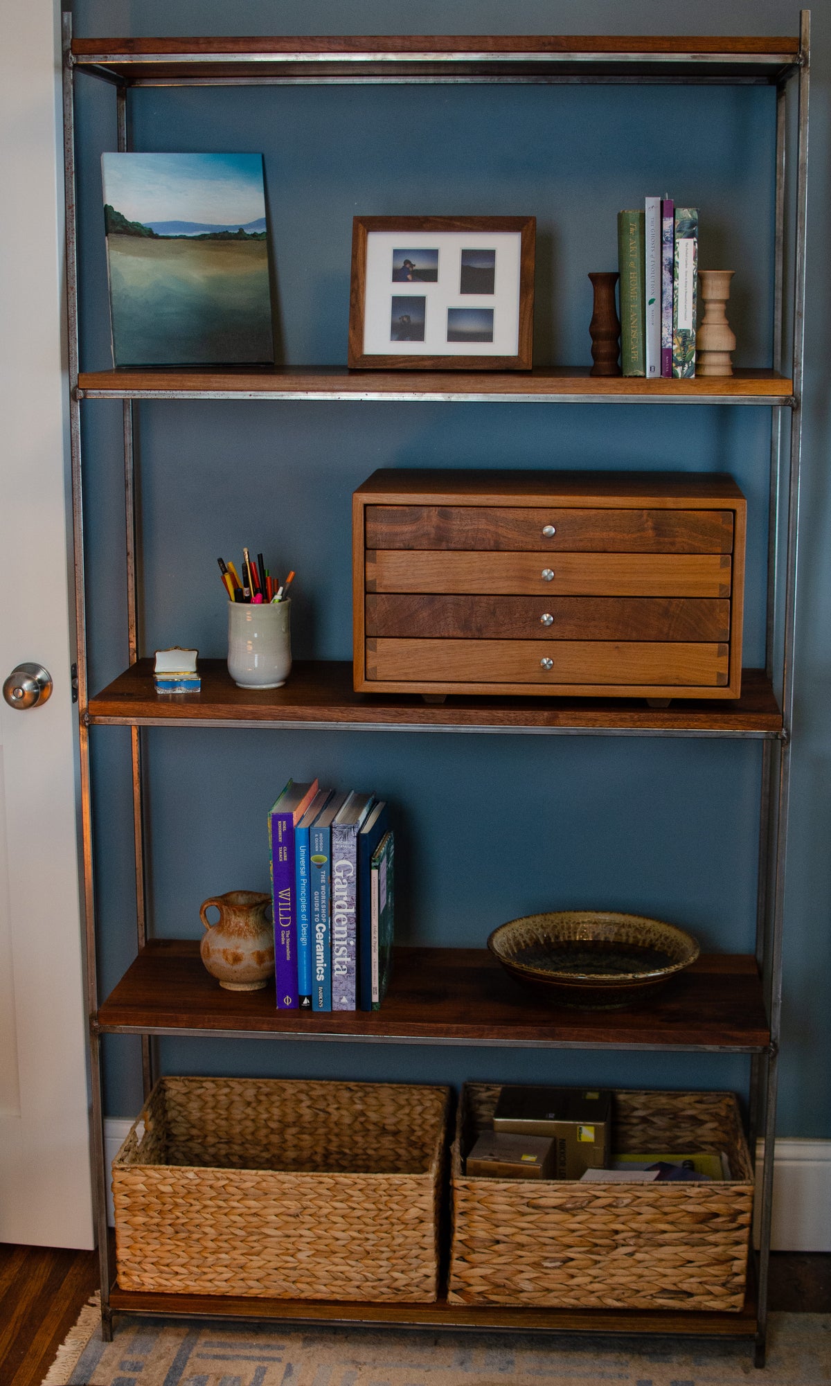 Walnut and Steel Bookshelf