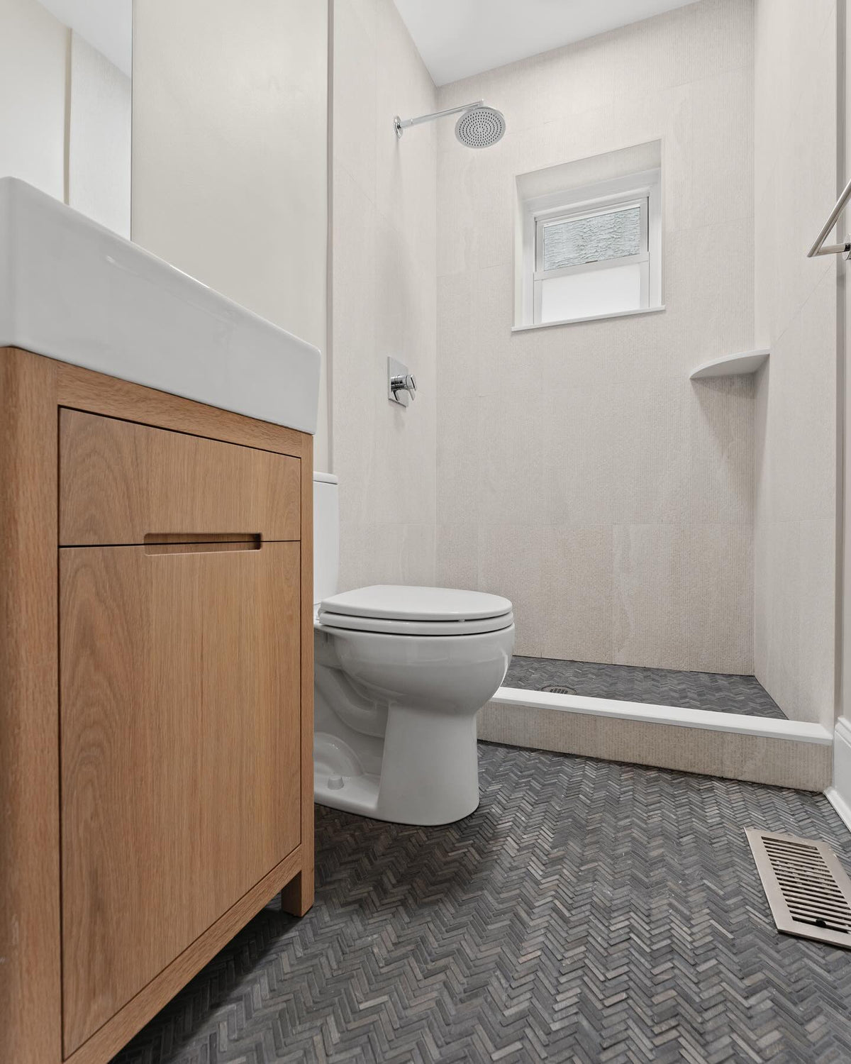 Compact White Oak Bath Vanity